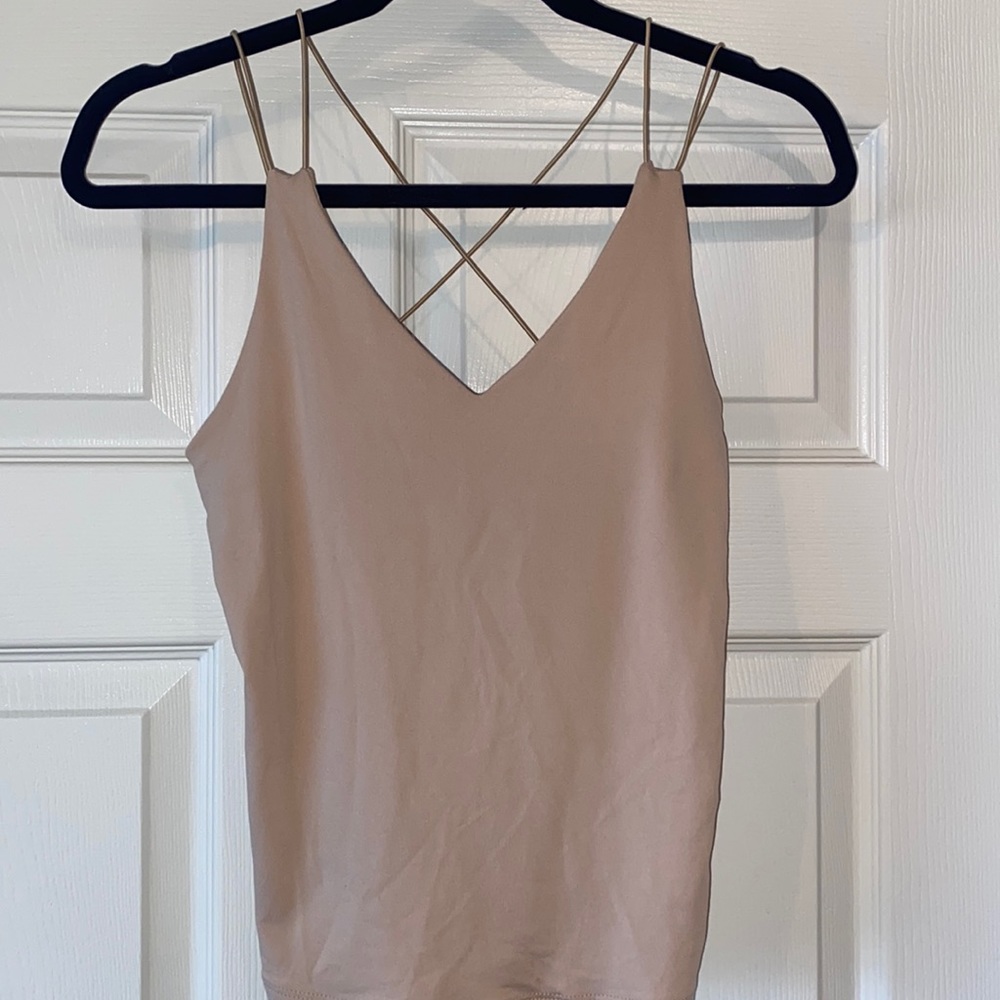 Cream double strap tank top